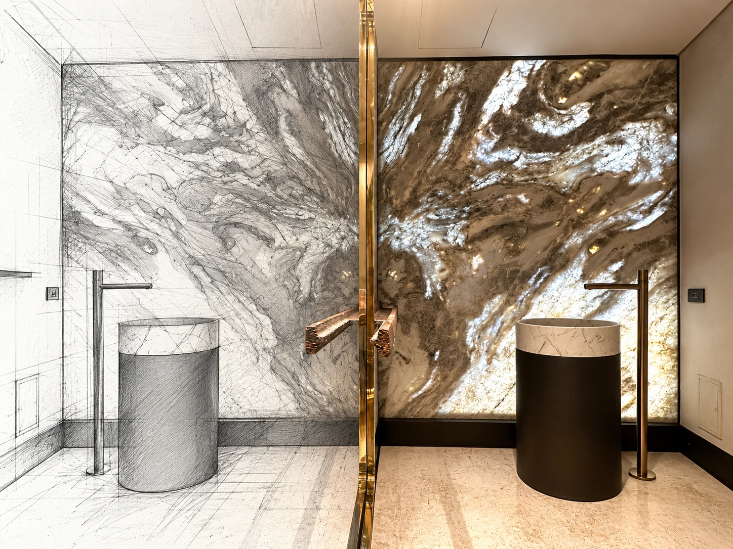 Lavabo en ónix: del boceto a la obra