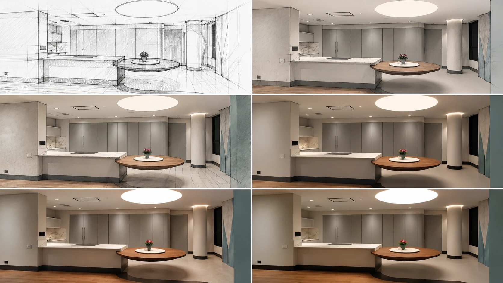 Cocina minimalista: del boceto a la obra