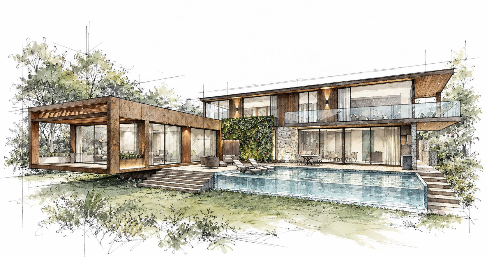 Casa 69-70, perspectiva a mano alzada